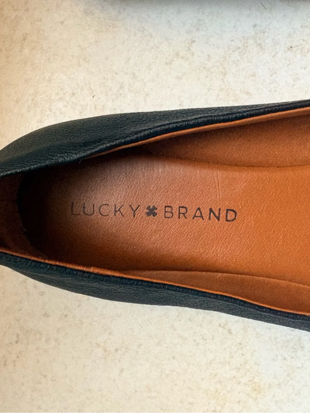 Lucky Brand Black Leather Split-Toe Ballet Flats